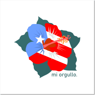 Puerto Rico Pride Flag Hibiscus Boricua Flower Posters and Art